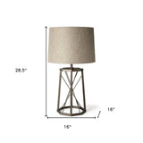 29" Bronze Lamp Base LED With Beige Shade - Homeroots