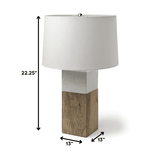 White Marble And Natural Wood Block Table Or Desk Lamp - Homeroots - Flyclothing LLC