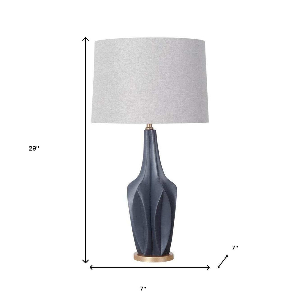 Sculptural Slate Blue Table Lamp - Homeroots - Flyclothing LLC