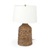 19" Brown Lamp Base LED With White Shade - Homeroots