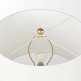 19" Brown Lamp Base LED With White Shade - Homeroots