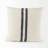 Beige And Central Blue Stripes Square Accent Pillow Cover - Homeroots - Flyclothing LLC