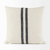 Beige And Central Blue Stripes Square Accent Pillow Cover - Homeroots - Flyclothing LLC