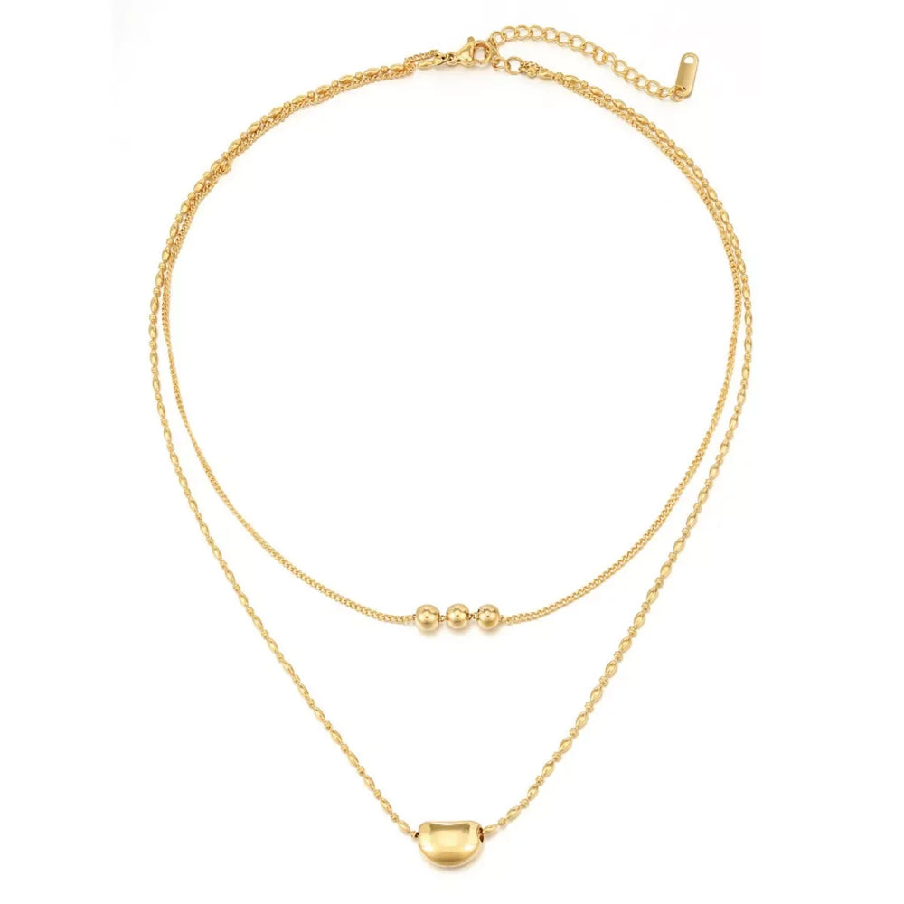 18K Gold-Plated Double Layered Necklace - Trendsi - Flyclothing LLC