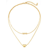 18K Gold-Plated Double Layered Necklace - Trendsi - Flyclothing LLC
