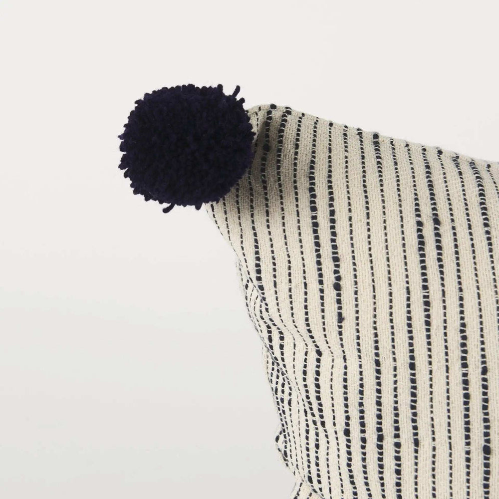 Beige And Midnight Pom Pom Square Accent Pillow Cover - Homeroots - Flyclothing LLC