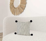 Beige And Midnight Pom Pom Square Accent Pillow Cover - Homeroots - Flyclothing LLC