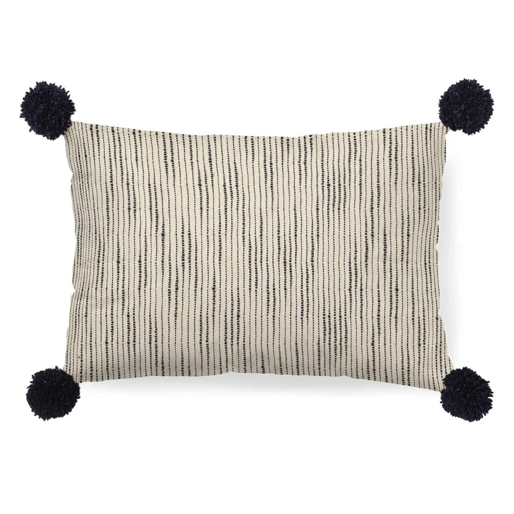 Beige And Midnight Pom Pom Lumbar Accent Pillow Cover - Homeroots - Flyclothing LLC