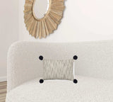 Beige And Midnight Pom Pom Lumbar Accent Pillow Cover - Homeroots - Flyclothing LLC