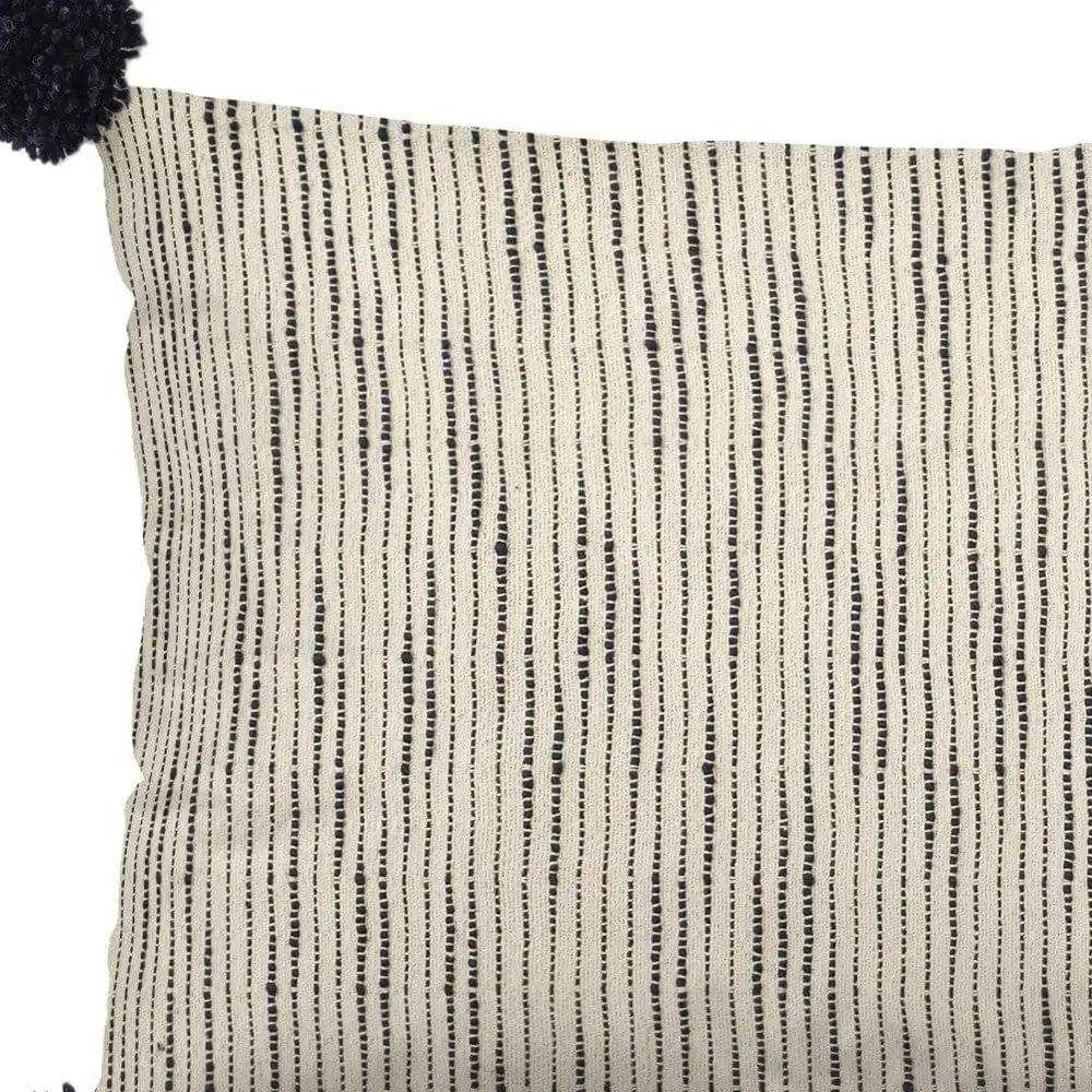 Beige And Midnight Pom Pom Lumbar Accent Pillow Cover - Homeroots - Flyclothing LLC