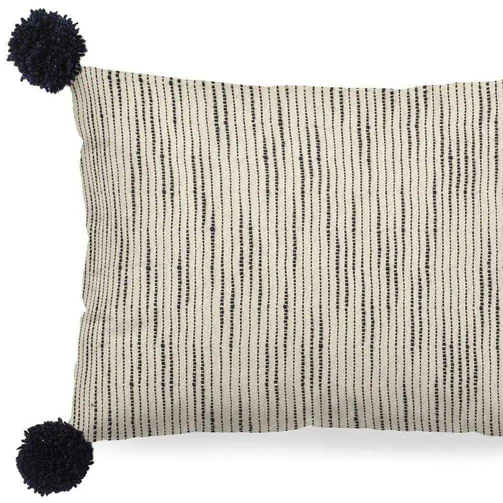 Beige And Midnight Pom Pom Lumbar Accent Pillow Cover - Homeroots - Flyclothing LLC