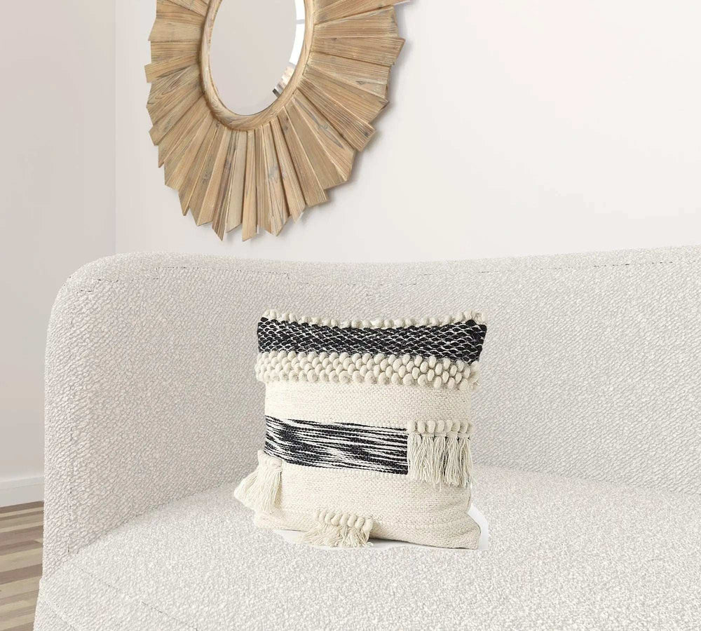 Boho Black And White Accent Pillow Cover - Homeroots - Flyclothing LLC