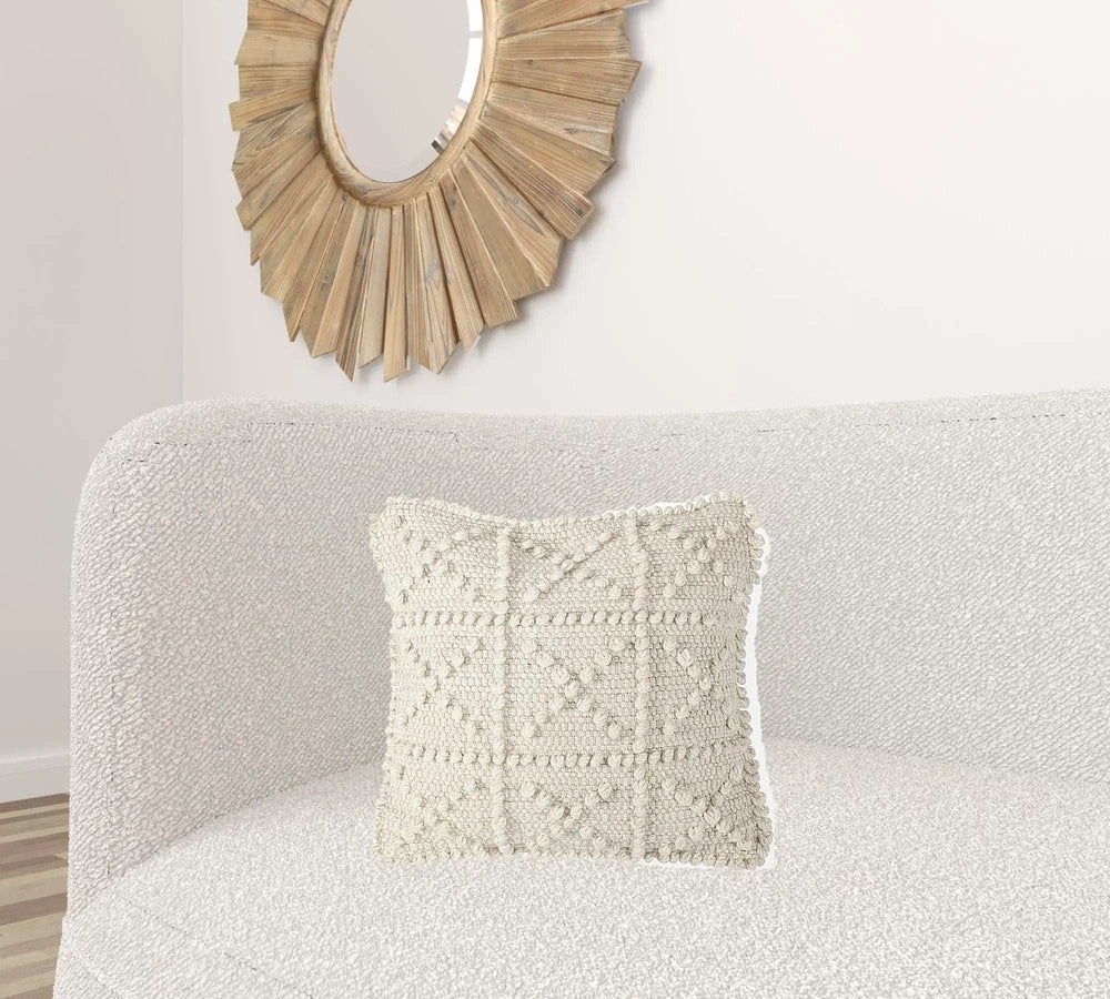 Off White Embossed Details Pillow Cover - Homeroots - Flyclothing LLC