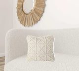 Off White Embossed Details Pillow Cover - Homeroots - Flyclothing LLC