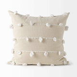 Clouds On Cream Canvas Square Pillow Cover - Homeroots - Flyclothing LLC