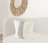 Off White Pillow Cover With Ash Gray Stripes - Homeroots - Flyclothing LLC