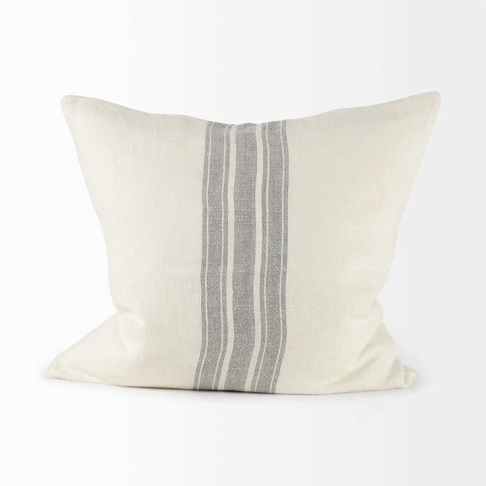 Off White Pillow Cover With Ash Gray Stripes - Homeroots - Flyclothing LLC