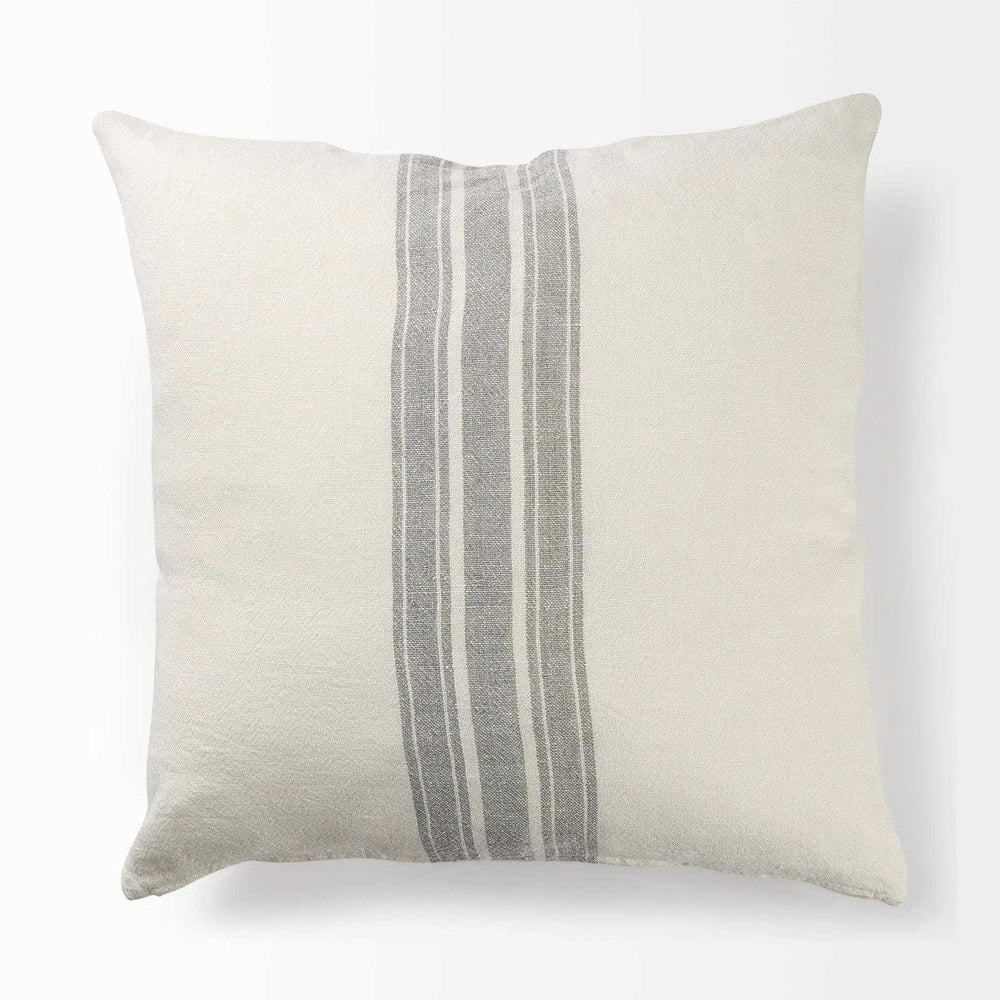 Off White Pillow Cover With Ash Gray Stripes - Homeroots - Flyclothing LLC