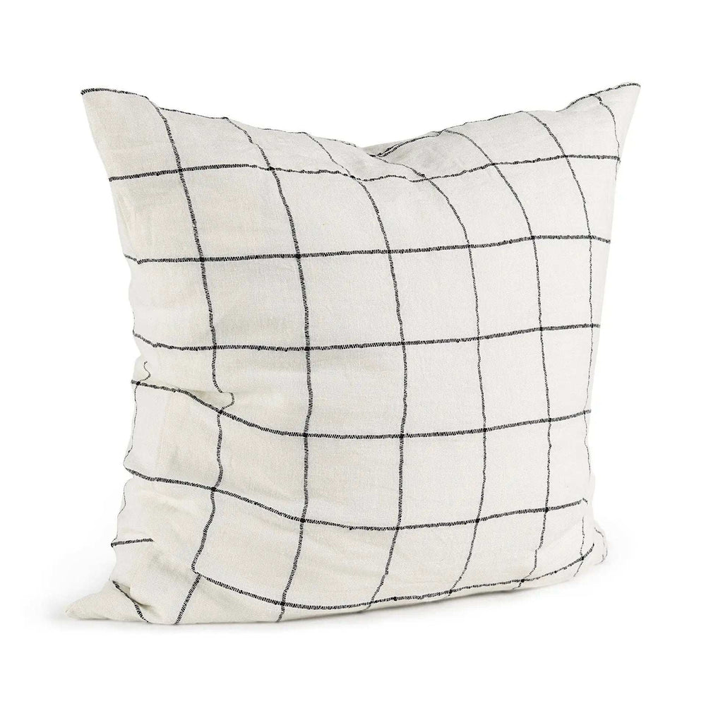White And Black Grid Square Accent Pillow Cover - Homeroots - Flyclothing LLC