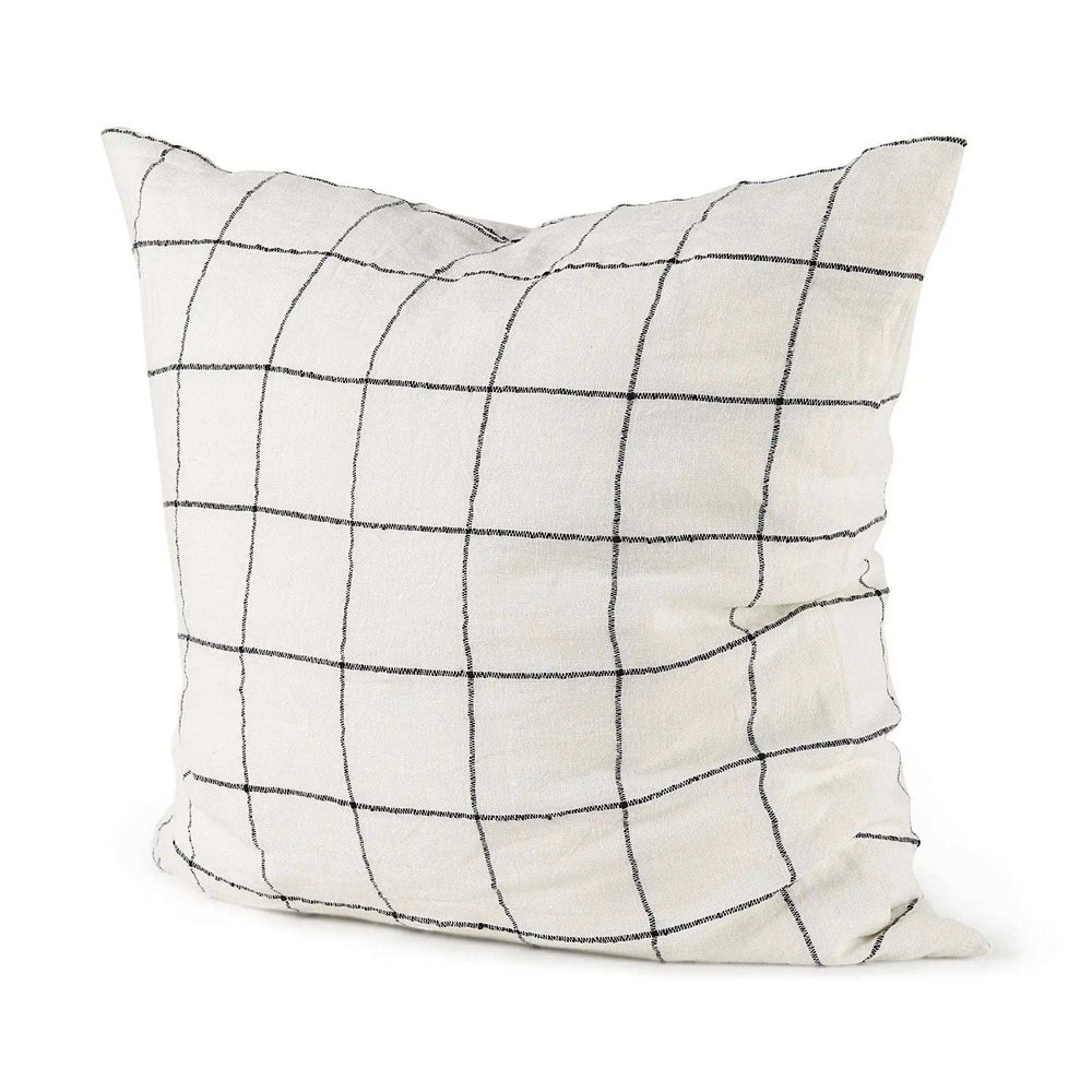 White And Black Grid Square Accent Pillow Cover - Homeroots - Flyclothing LLC