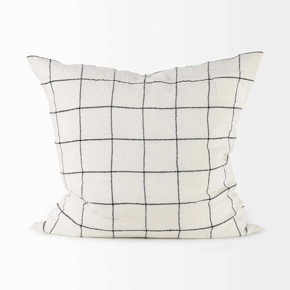 White And Black Grid Square Accent Pillow Cover - Homeroots - Flyclothing LLC