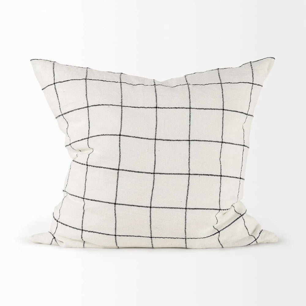 White And Black Grid Square Accent Pillow Cover - Homeroots - Flyclothing LLC