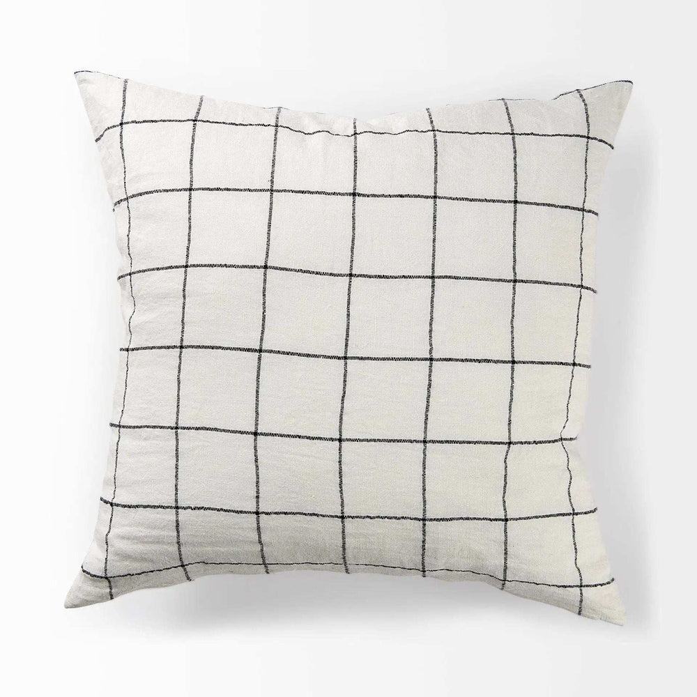 White And Black Grid Square Accent Pillow Cover - Homeroots - Flyclothing LLC