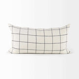 White And Black Grid Lumbar Accent Pillow Cover - Homeroots - Flyclothing LLC
