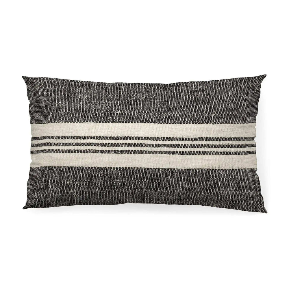 Black And White Striped Lumbar Accent Pillow Cover - Homeroots - Flyclothing LLC