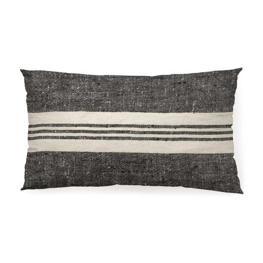 Black And White Striped Lumbar Accent Pillow Cover - Homeroots - Flyclothing LLC
