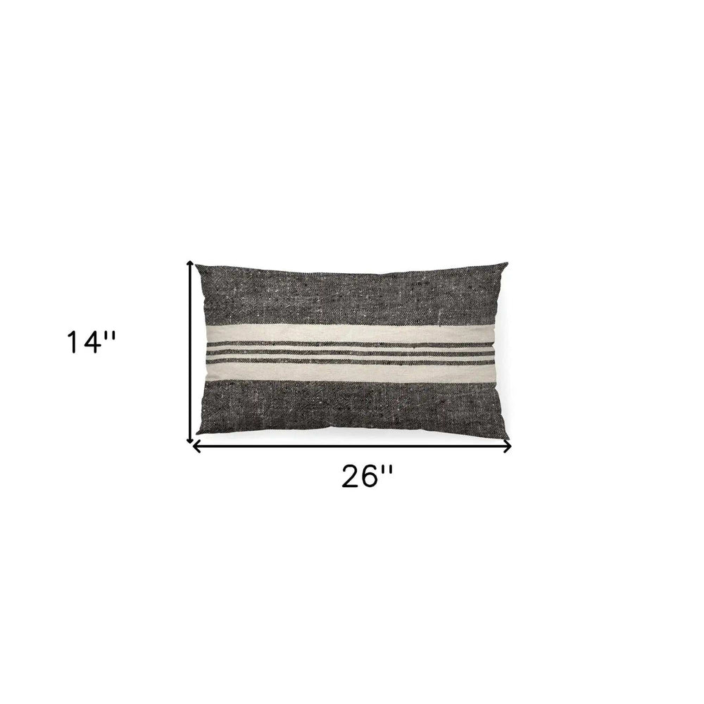 Black And White Striped Lumbar Accent Pillow Cover - Homeroots - Flyclothing LLC