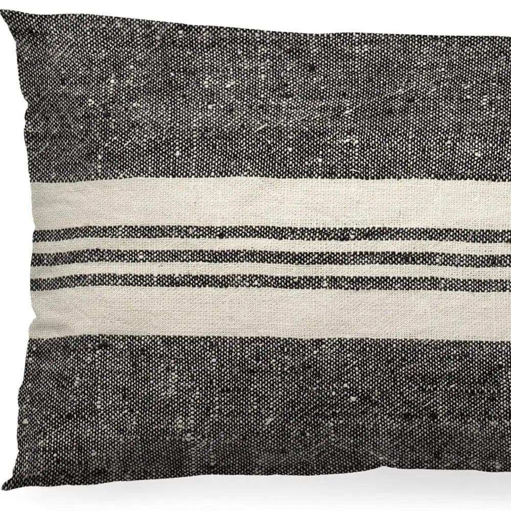 Black And White Striped Lumbar Accent Pillow Cover - Homeroots - Flyclothing LLC