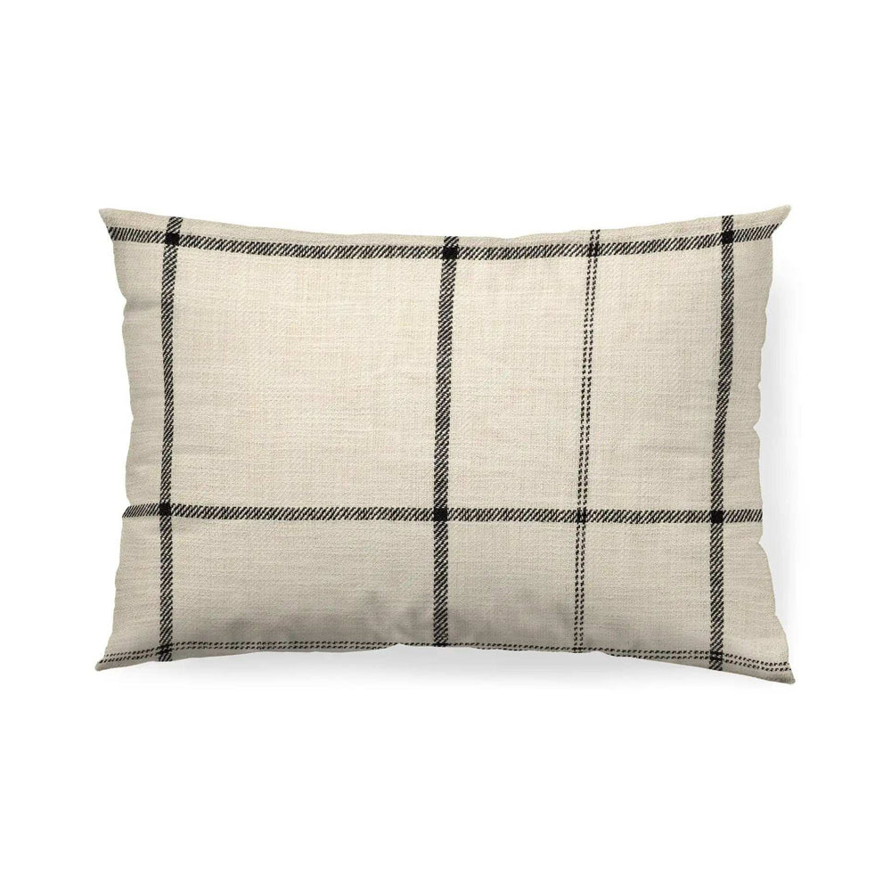 Black And Beige Plaid Lumbar Accent Pillow Cover - Homeroots - Flyclothing LLC