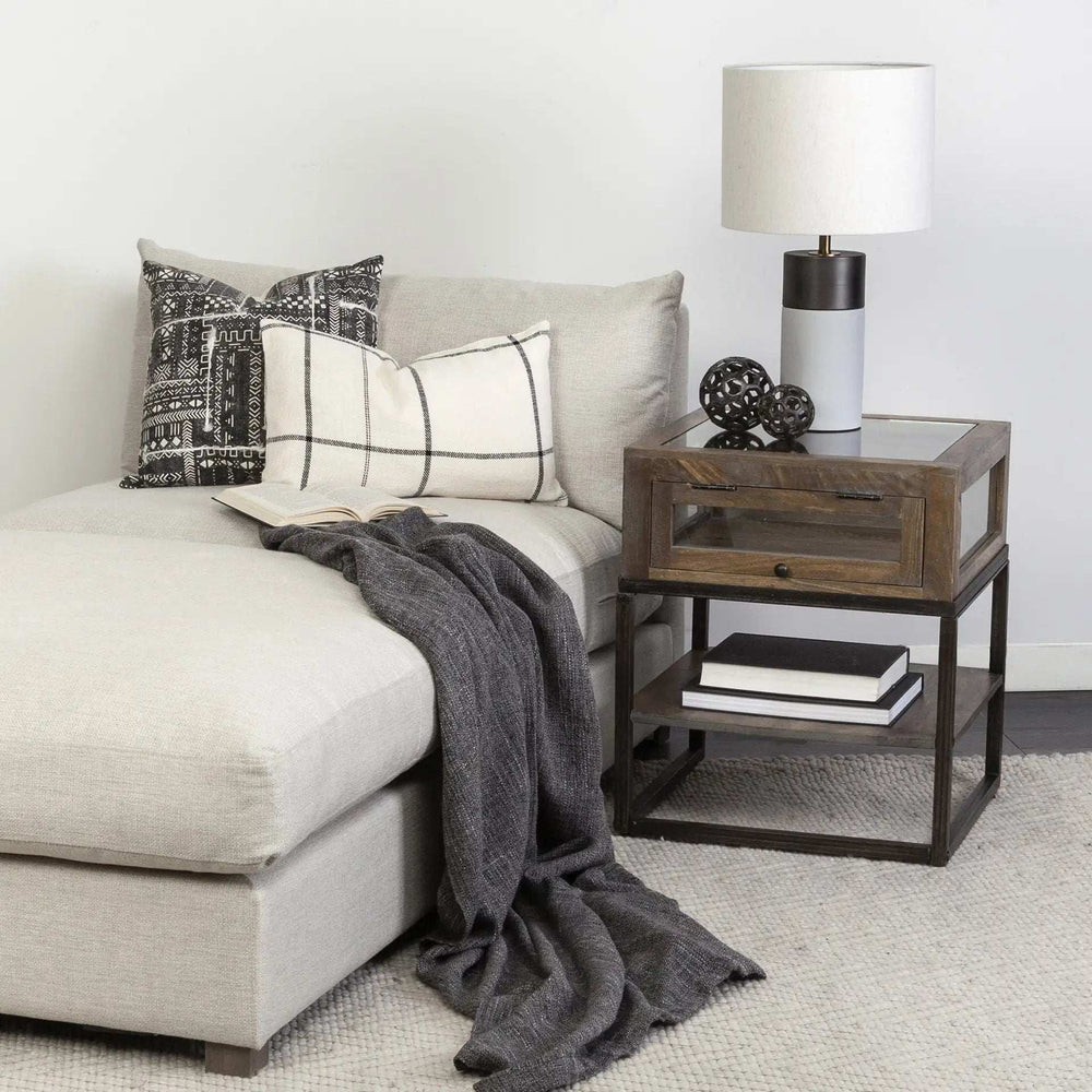 Black And Beige Plaid Lumbar Accent Pillow Cover - Homeroots - Flyclothing LLC