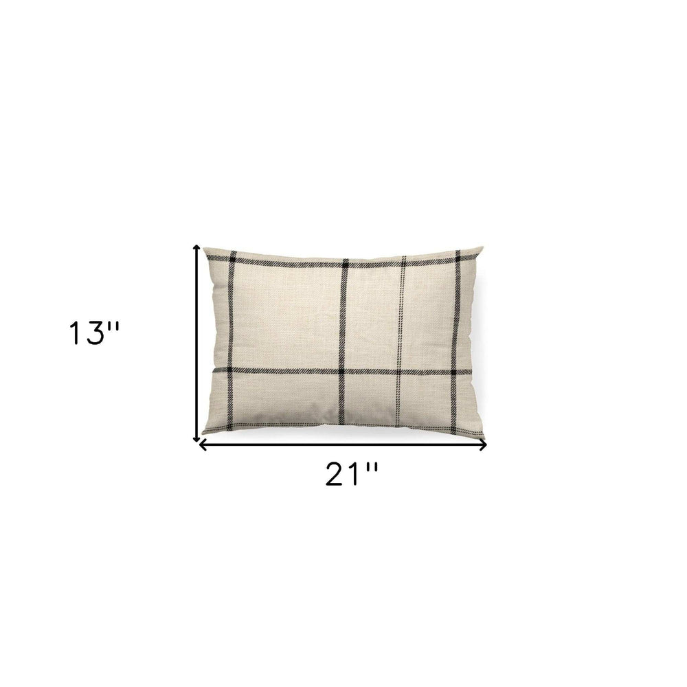Black And Beige Plaid Lumbar Accent Pillow Cover - Homeroots - Flyclothing LLC