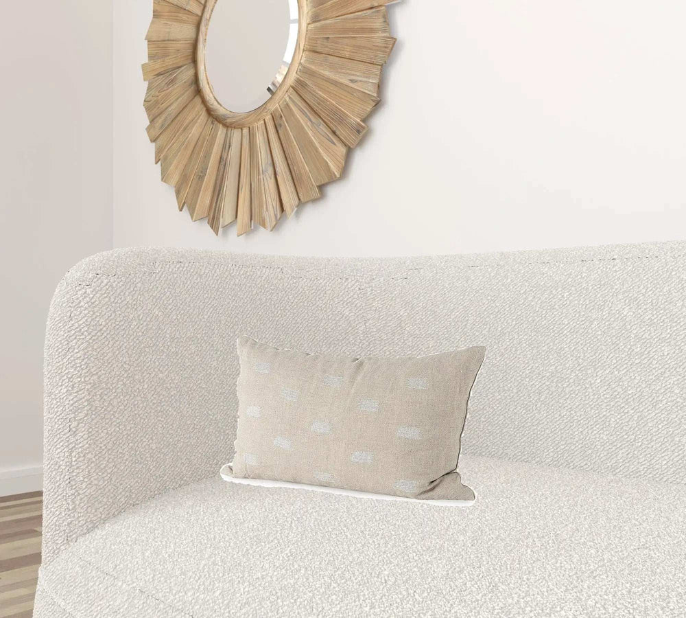 Canvas Beige And White Lumbar Accent Pillow Cover - Homeroots - Flyclothing LLC