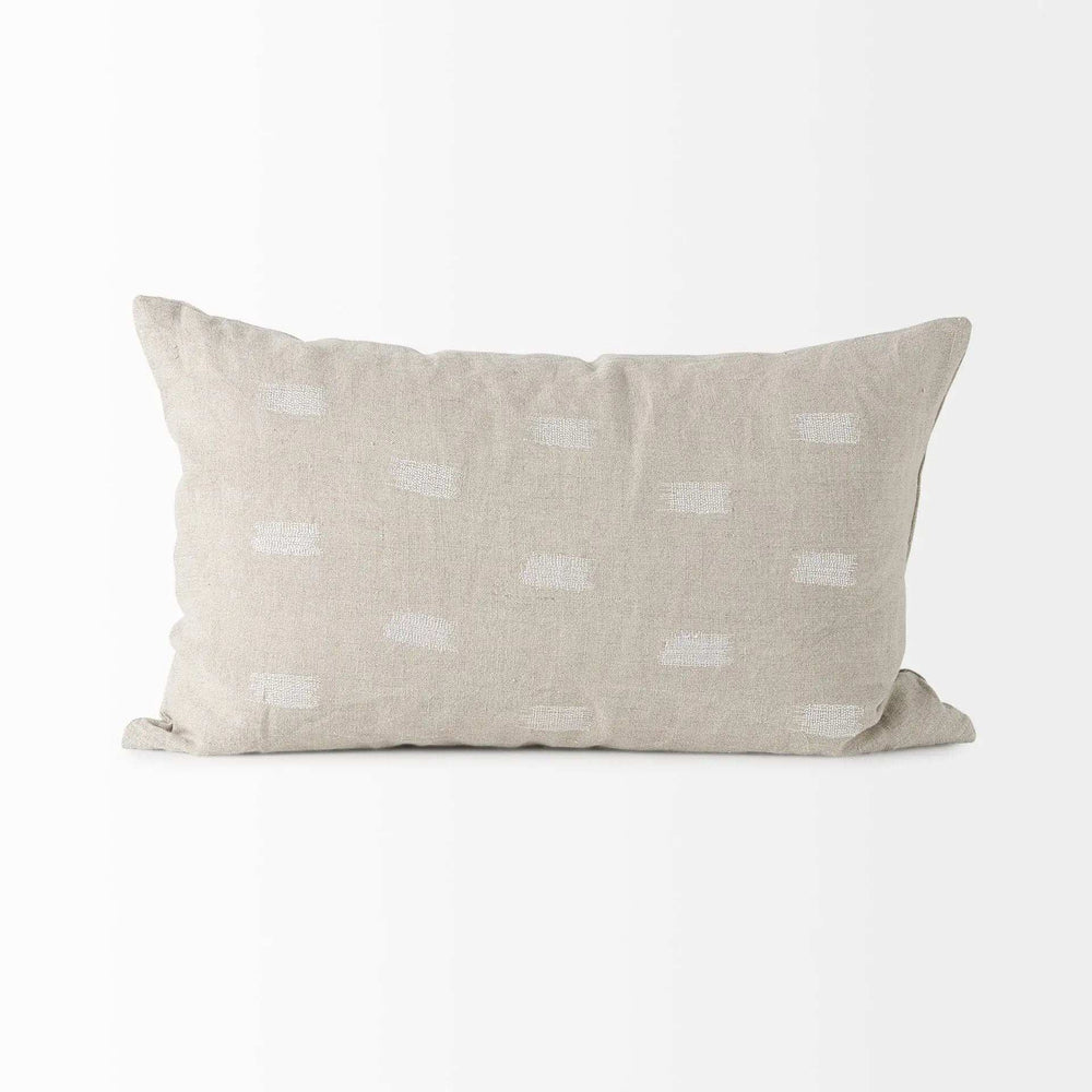 Canvas Beige And White Lumbar Accent Pillow Cover - Homeroots - Flyclothing LLC