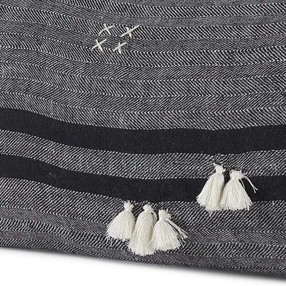 Dark Gray Detailed Lumbar Throw Pillow Cover - Homeroots - Flyclothing LLC