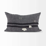 Dark Gray Detailed Lumbar Throw Pillow Cover - Homeroots - Flyclothing LLC