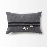 Dark Gray Detailed Lumbar Throw Pillow Cover - Homeroots - Flyclothing LLC