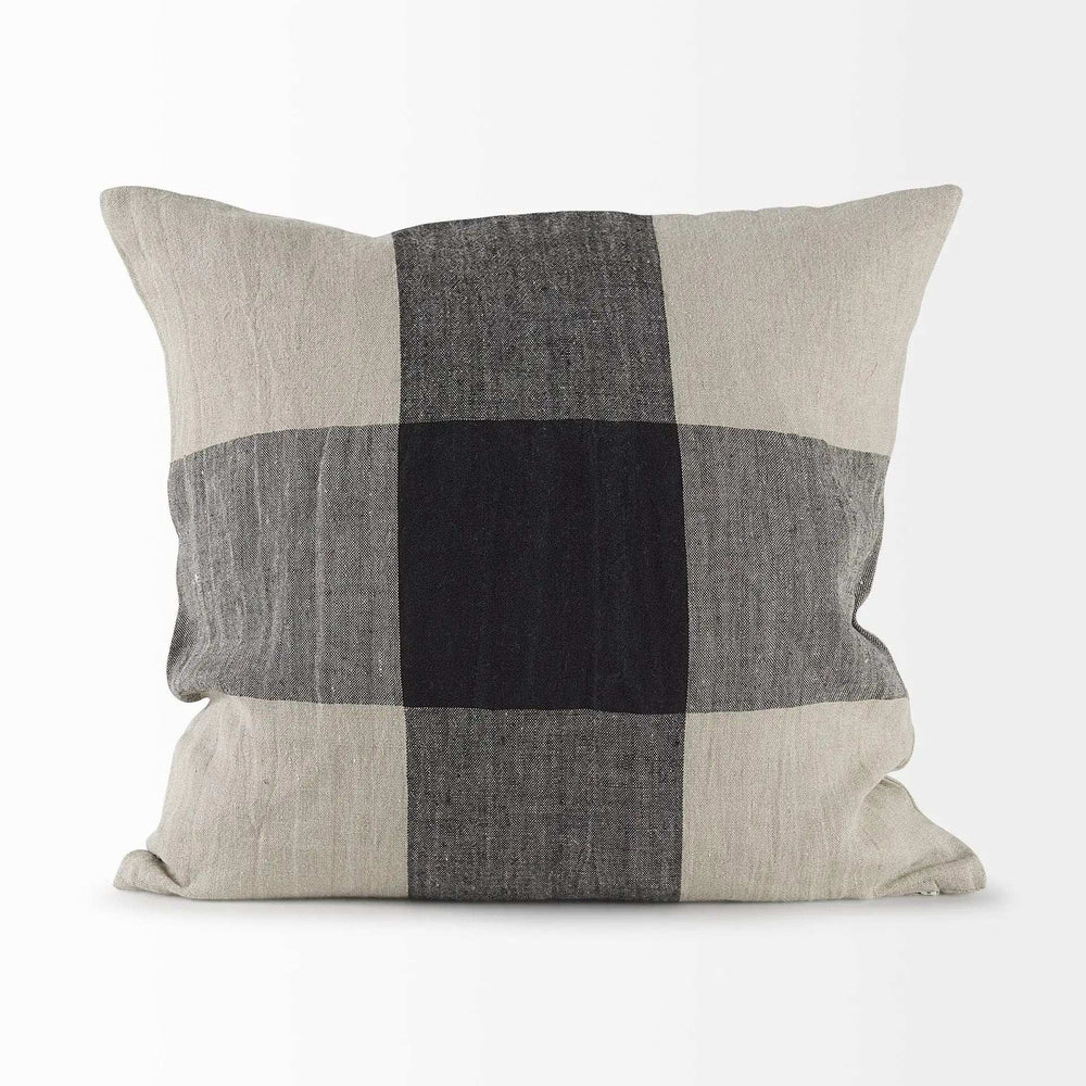 Beige And Black Plaid Pattern Throw Pillow Cover - Homeroots - Flyclothing LLC