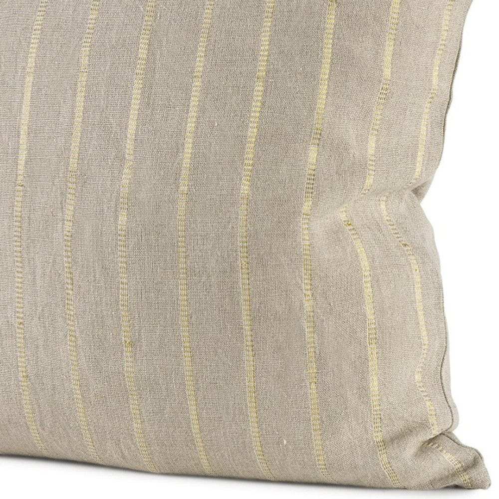 Beige And Gold Striped Pillow Cover - Homeroots - Flyclothing LLC