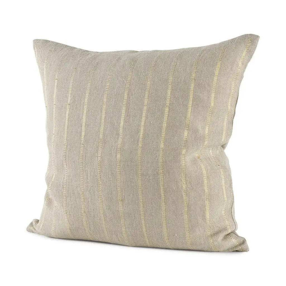 Beige And Gold Striped Pillow Cover - Homeroots - Flyclothing LLC
