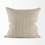 Beige And Gold Striped Pillow Cover - Homeroots - Flyclothing LLC