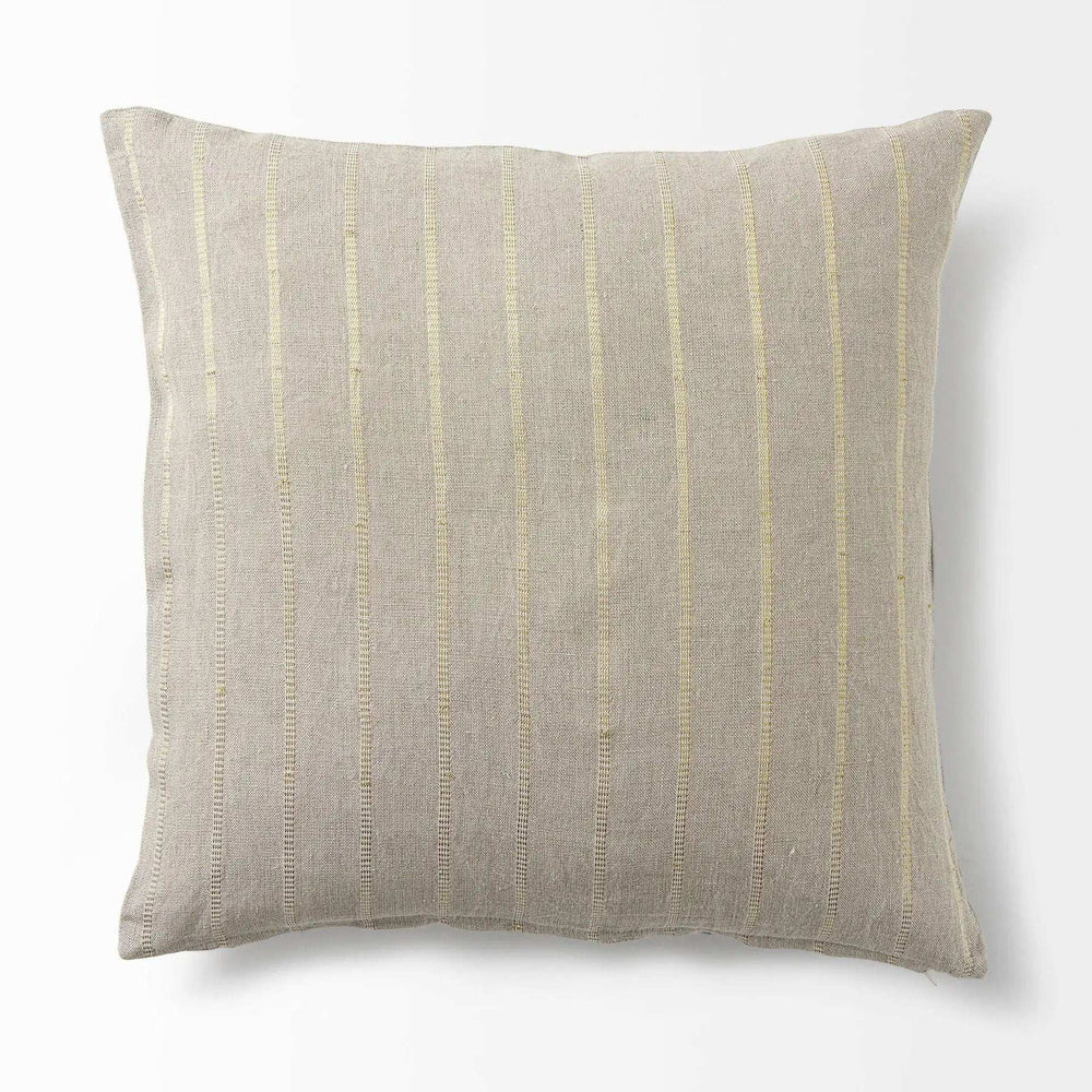 Beige And Gold Striped Pillow Cover - Homeroots - Flyclothing LLC