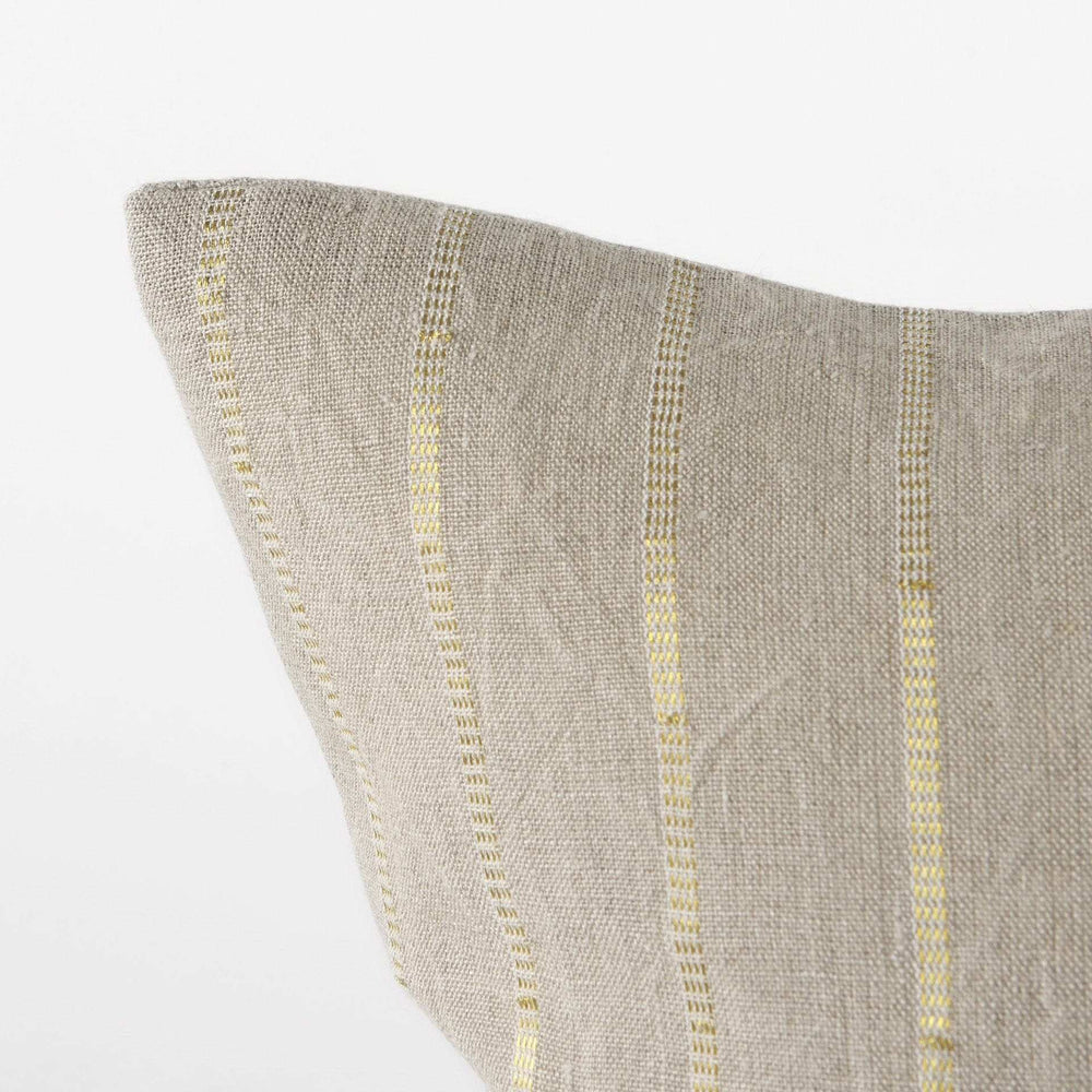 Beige And Gold Striped Pillow Cover - Homeroots - Flyclothing LLC