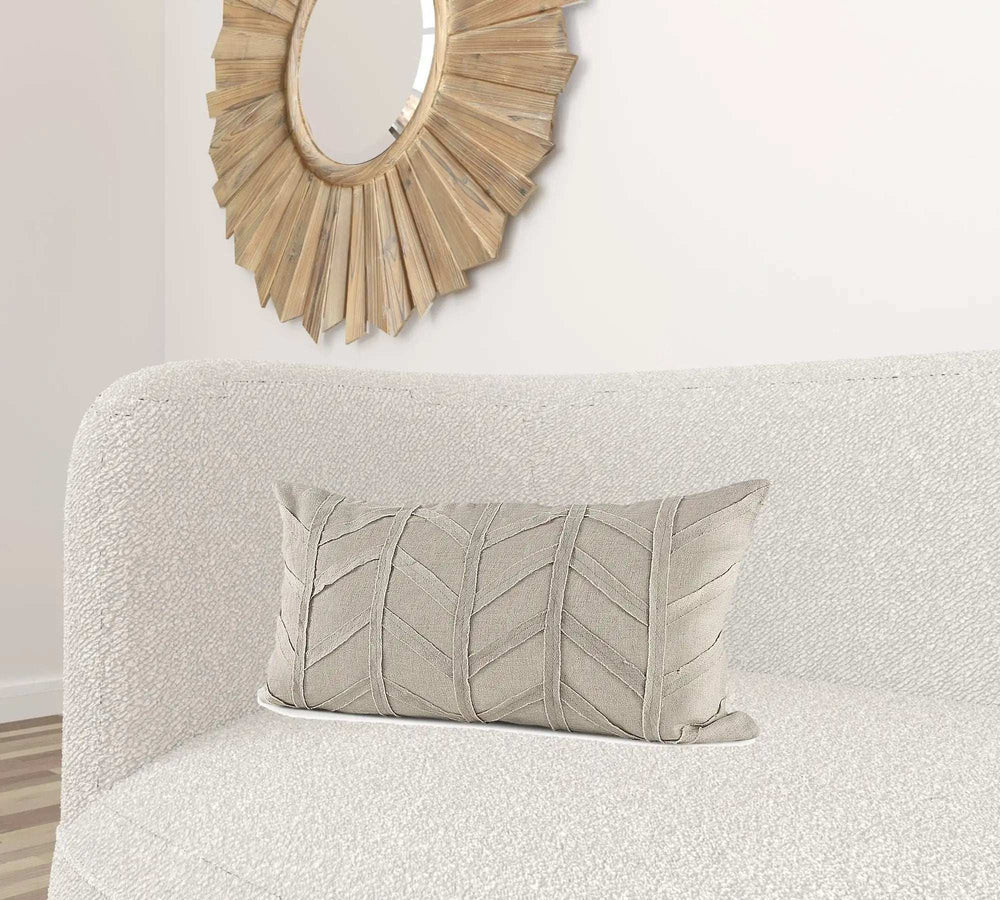 Light Gray Chevron Textured Lumbar Pillow Cover - Homeroots - Flyclothing LLC