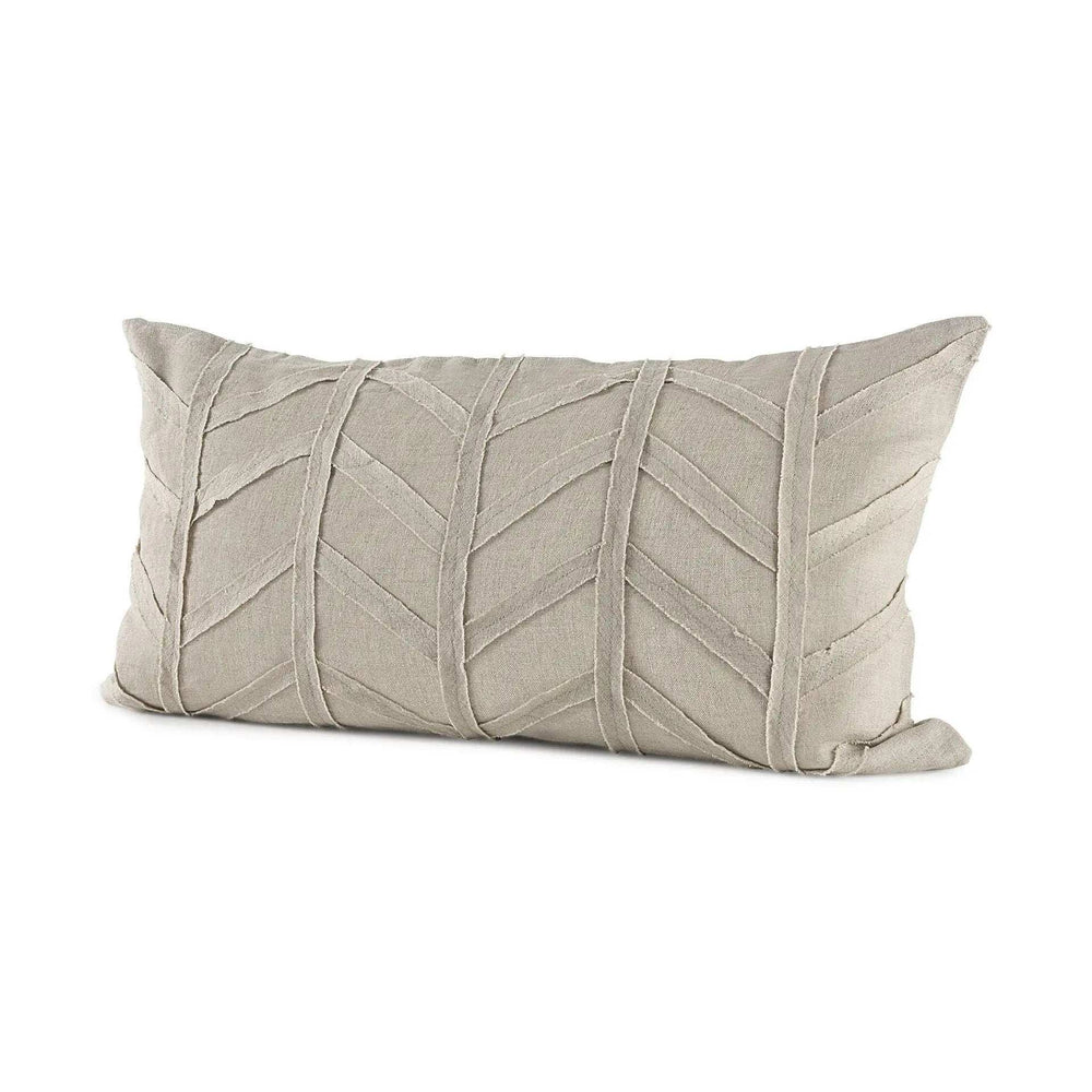 Light Gray Chevron Textured Lumbar Pillow Cover - Homeroots - Flyclothing LLC