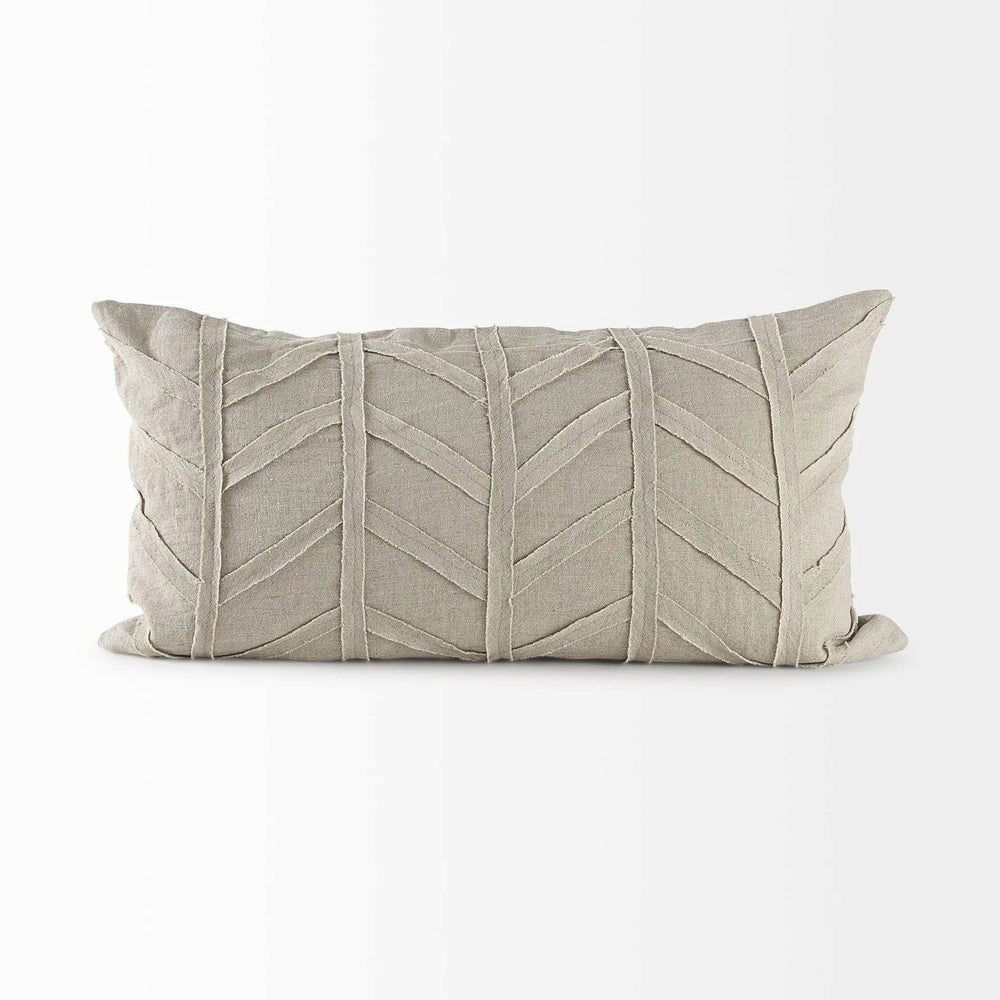 Light Gray Chevron Textured Lumbar Pillow Cover - Homeroots - Flyclothing LLC