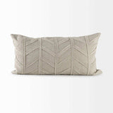 Light Gray Chevron Textured Lumbar Pillow Cover - Homeroots - Flyclothing LLC